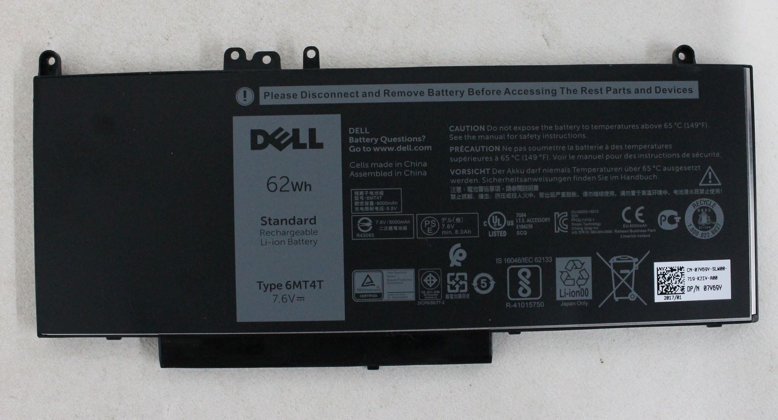 7.6V 62Wh Dell 6MT4T G5M10 8V5GX P48G Battery