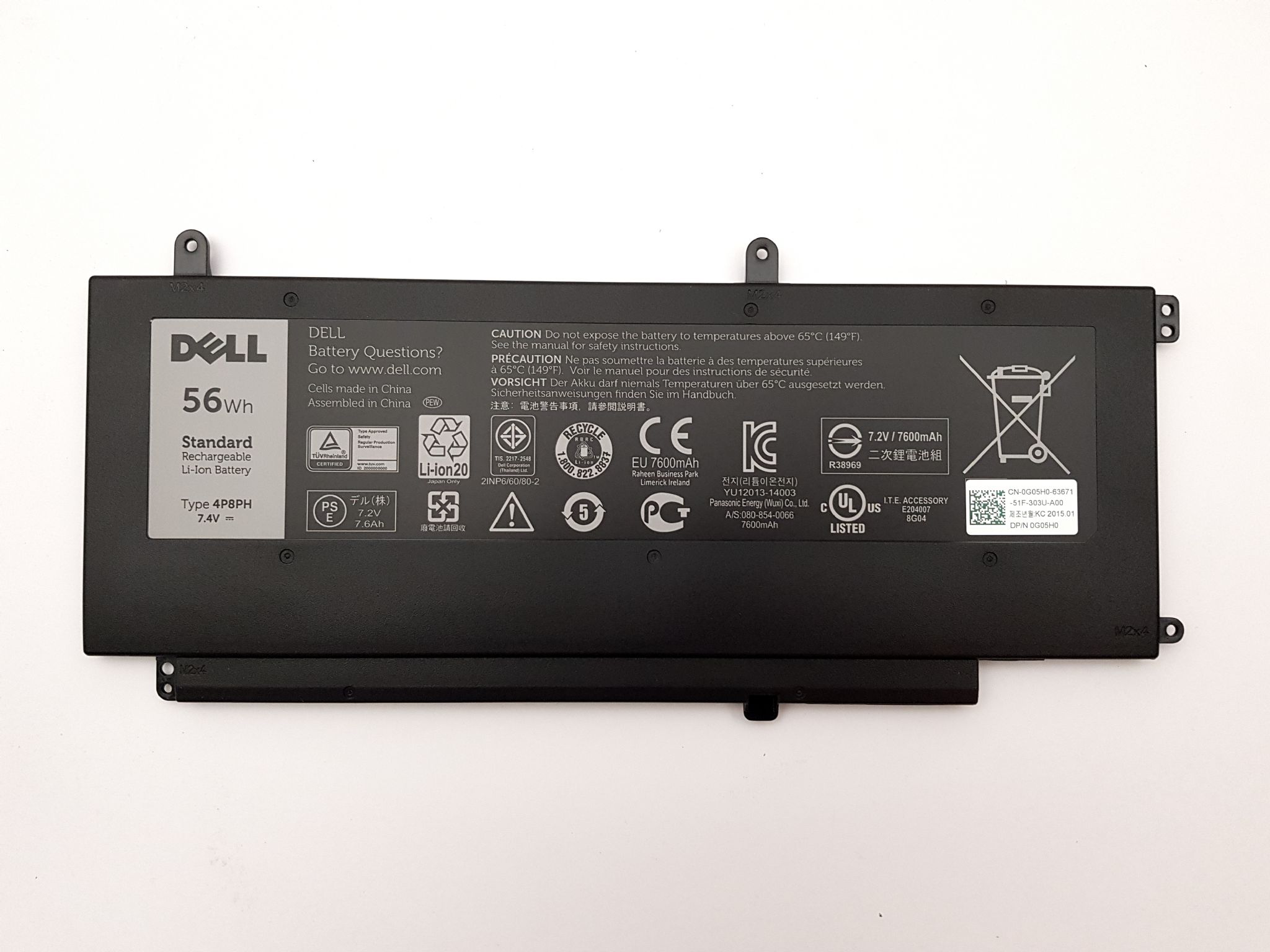 56Wh 7.4V Dell 0G05H0 0G05HO 4P8PH G05H0 G05HO Battery