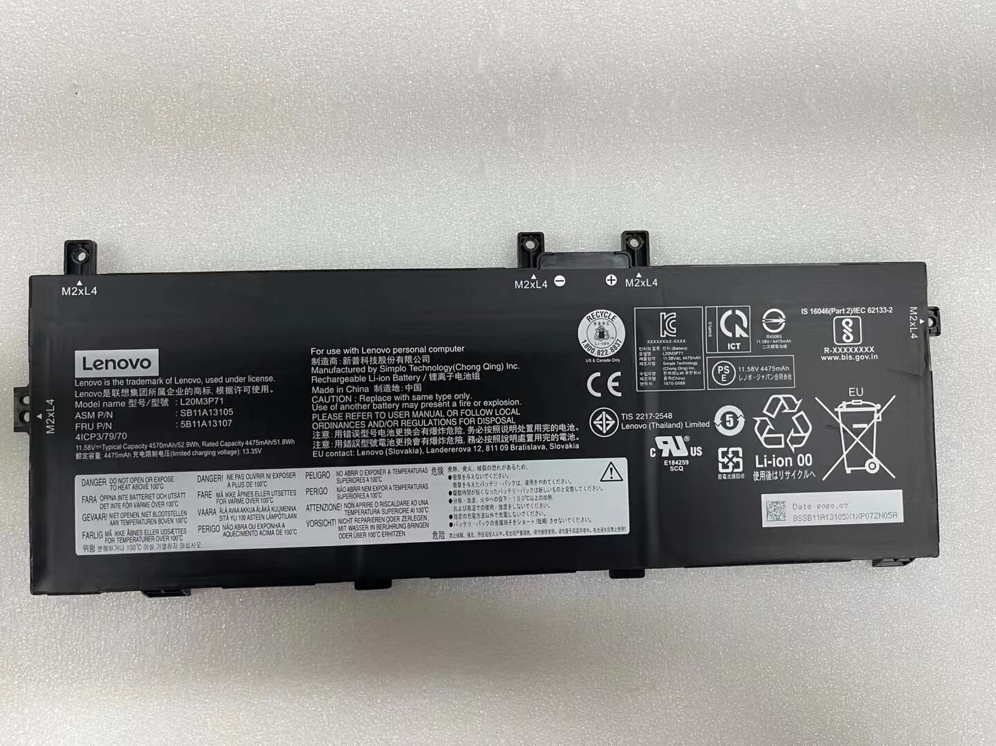 52.9Wh Lenovo L20C3P71 SB11A13106 5B11A13108 Battery 11.58V