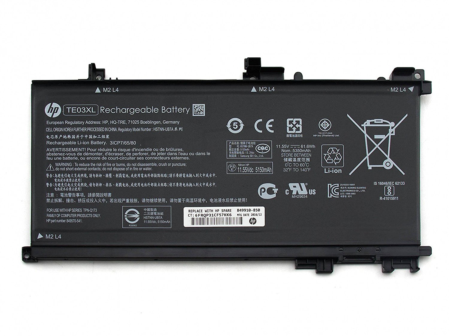 11.55V 61.6Wh HP TE03XL HSTNN-UB7A Battery