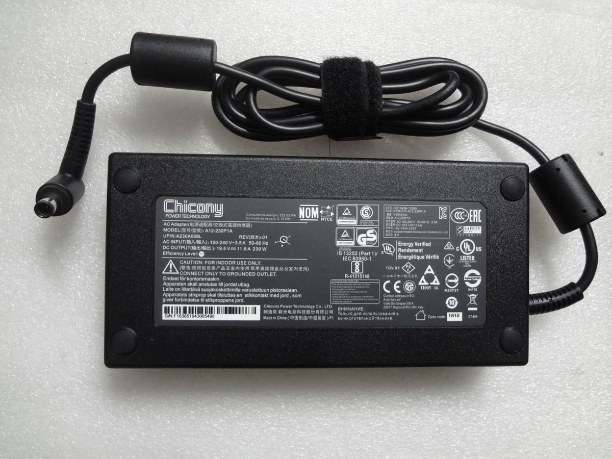 230W Chicony Acer KP.23001.001 KP.2300H.001 Charger AC Adapter